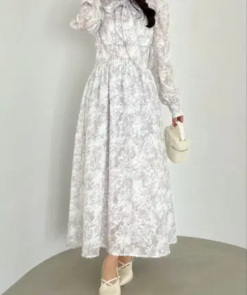 dazzlin 헤어 리 플라워 쉬폰 원피스