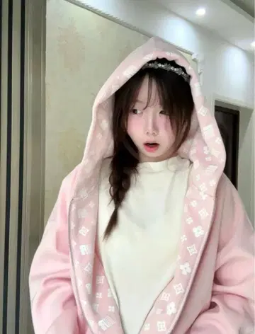 핑크 후드 부착 후드티 빅 NEW