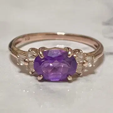 K10 핑크 골드 자수정 반지