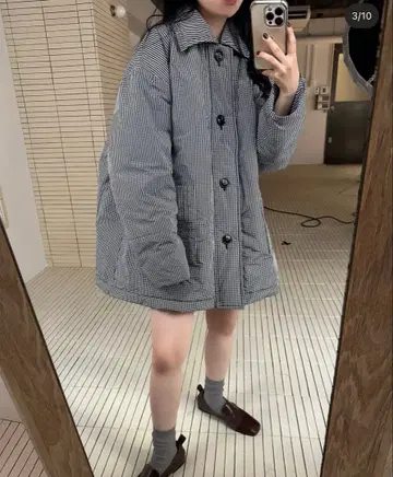 lawgy 토티 쉘 스티치 퀼팅 코트