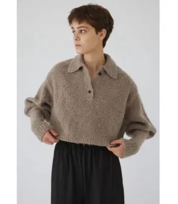 RIM.ARK 부클 쇼트 니트 부클 니트탑