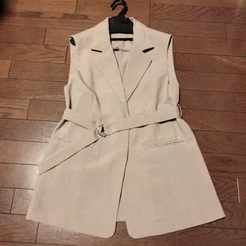 미사용 NaturalBeauryBasic 베이지 벨티드 테일러드 베스트