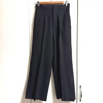 CITY 블랙 팬츠 하이웨스트 와이드 센터 프레스 슬릿