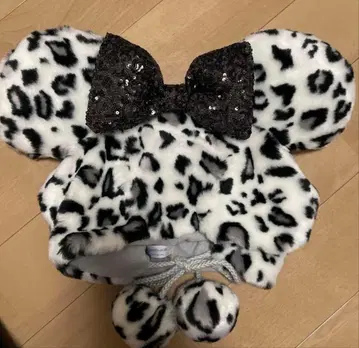 디즈니 리조트 미니 레오파드 무늬 팬캡 화이트