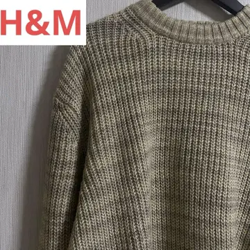 H&M 니트 로우 게이지 보더 베이지 남성용 릴랙스 핏