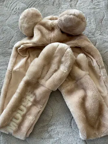 미키 귀 달린 후드 베이지