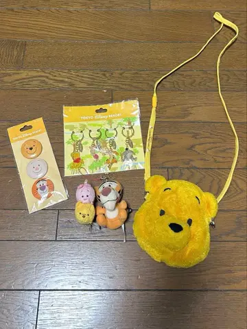 [일부 미사용] 푸우 패스케이스 키체인 스트랩 캔뱃지 5종 세트