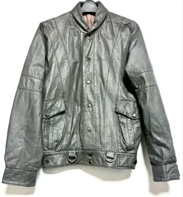 그레이 가죽 자켓 더블 버튼 천연 가죽 한국제