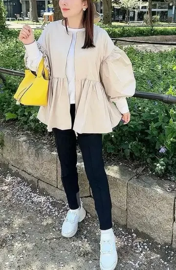 Liala x PG 발수 가공 벌룬 슬리브 플레어 자켓 S