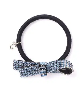 컴플렉스 비즈 크리스탈 메쉬 바게트 포니 블루