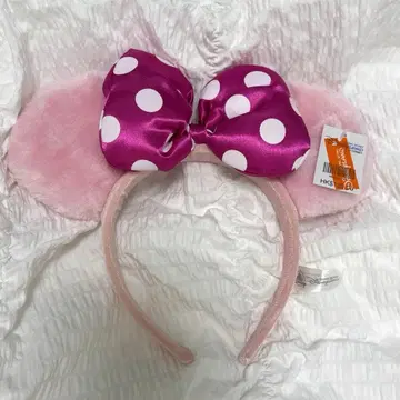 홍콩 디즈니 머리띠 미니 핑크 도트 미사용 새상품