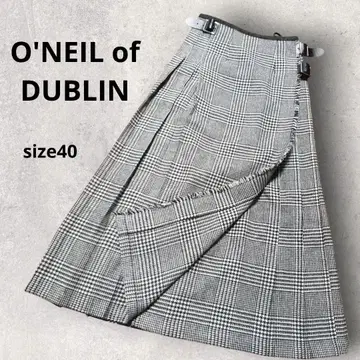 미사용 O'NEIL of DUBLIN 퀼트 롱 스커트 트위드 글렌체크