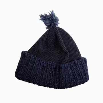 45R 빈티지 45rpm 인디고 자카드 데님 니트캡