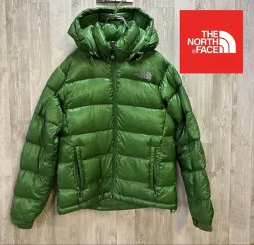 THE NORTH FACE 후드 부착 다운 자켓 그린 짧은 기장 다운