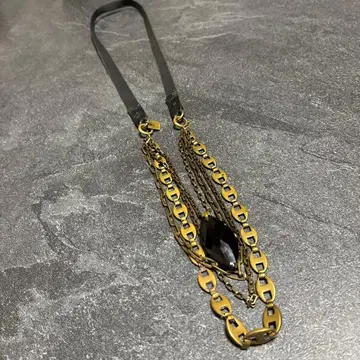 NINE VINTAGE 가죽과 금속 체인 목걸이
