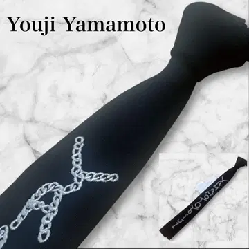 [택 포함] 요지 야마모토 블랙 넥타이 네임 로고 레어