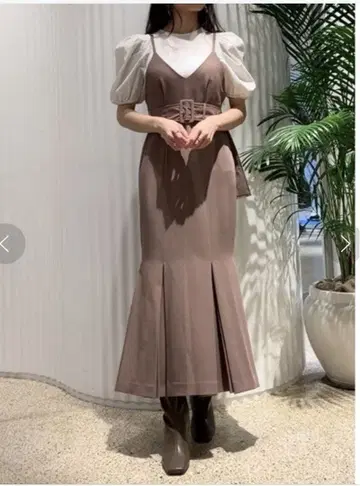 [SNIDEL] 허리 벨트 머메이드 원피스