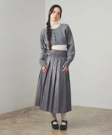 Ray BEAMS 가죽 같은 플리츠 스커트 새상품