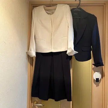 택 포함 미사용 새상품 세레모니 수트 3세트 화이트/네이비