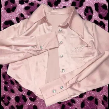크롭 새틴 셔츠 핑크 y2k 짧은 기장