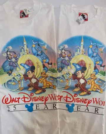 Disney 알라딘 판타지아 미키 페어 T셔츠 L과 M 미사용 신품