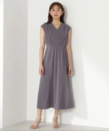 NaturalBeauryBasic 그레이 슬리브리스 롱 원피스