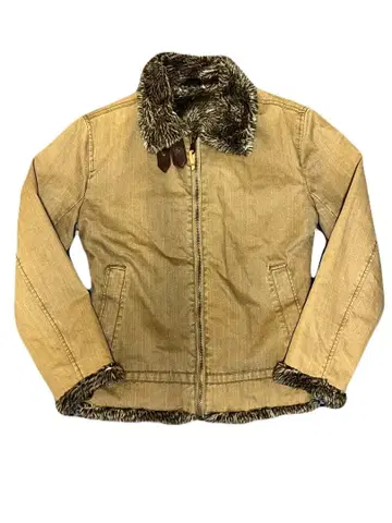 TRIXY 보아 안감 퍼 자켓 Y2K 짙은 베이지