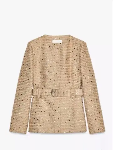 스팽글 벨트 가죽 XS 골든 브라운