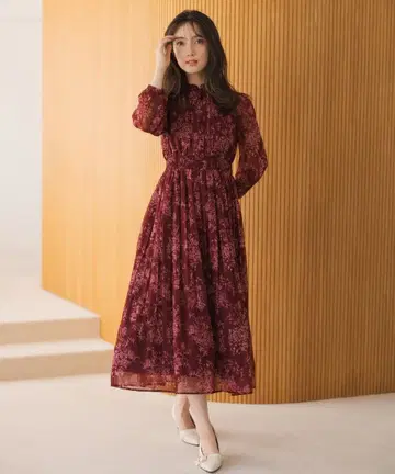 MISCHMASCH 플라워 주이 플리츠 원피스 레드 미슈마슈