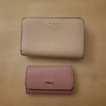 FURLA 베이지 접이식 지갑과 KEY 홀더 세트