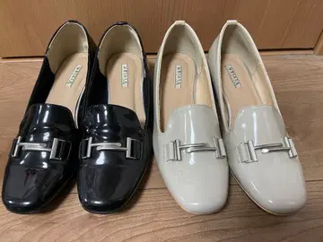 에나멜 로퍼 블랙& 베이지 럭셔리 힐 23~23.5 2켤레