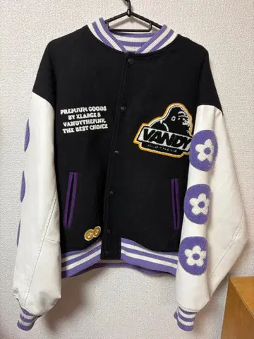 XLARGE 바시티 자켓 M 블랙/화이트/보라색