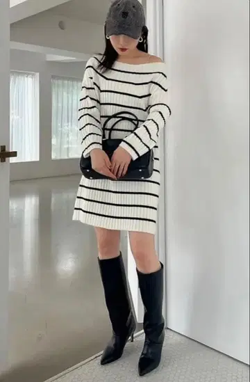 snidel 리브 니트 미니 원피스