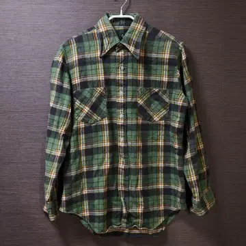 70's Veneto 체크 무늬 긴팔 플란넬 셔츠