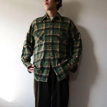 70's Veneto 체크 무늬 긴팔 플란넬 셔츠