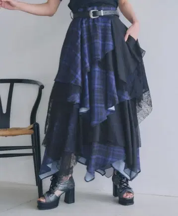 [ HARE 하레 MIX 체크 랜덤 스커트 롱 스커트 스커트 ]