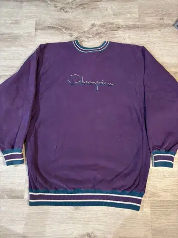 Champion 리버스 위브 자수 로고 보라색 USA제