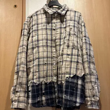 MISMATCH NEWYORK 체크 무늬 데미지 셔츠