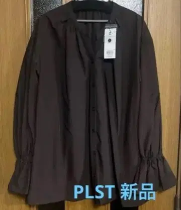 택 포함 새상품 PLST 캔디 슬리브 브라운 긴팔 셔츠 L