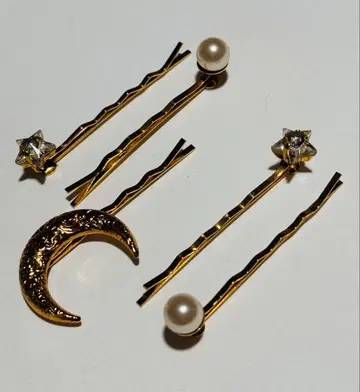 TURTLE STORY 달과 별 모티브 헤어핀 5개 세트