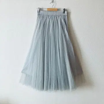 SHIPS 쉬폰 플리츠 롱 스커트 (M) 그레이 총 안감 구제 의류