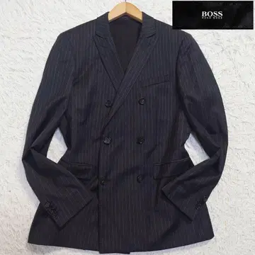 휴고보스 테일러드 자켓 더블 다크 그레이 스트라이프 슬림 L