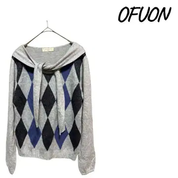 OFUON 아가일 무늬 스카프 포함 니트