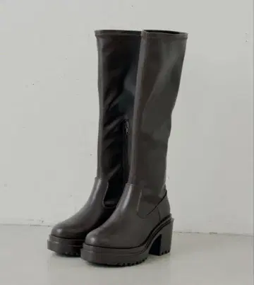 Chico 통굽 청키 스트레치 롱 부츠 브라운 S 사이즈