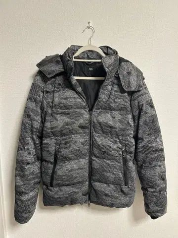 AZUL by moussy 패딩 자켓 L 그레이 카모 무늬 후드 부착