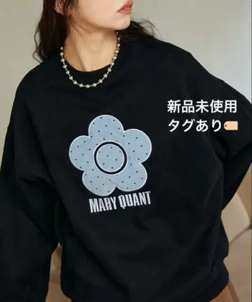 PUBLUX MARY QUANT 도트 데이지 로고 맨투맨 블랙