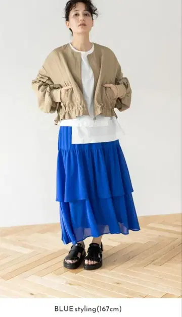 오즈모시스 플리츠 절개 캉캉 스커트