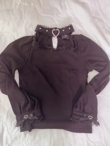 ROJITA 로지타 하트 버클 초커 골지 블라우스