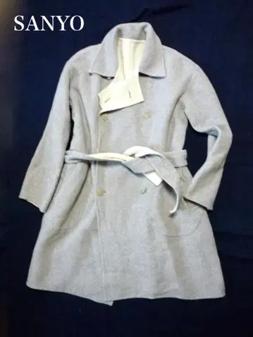 [ 새상품급 ] SANYO 그레이 더블 페이스 더블 브레스트 코트