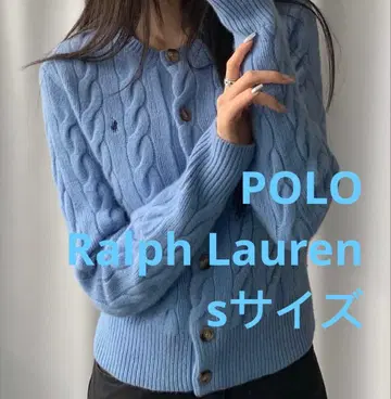 POLO 폴로 랄프 로렌 울 캐시미어 케이블 가디건 블루